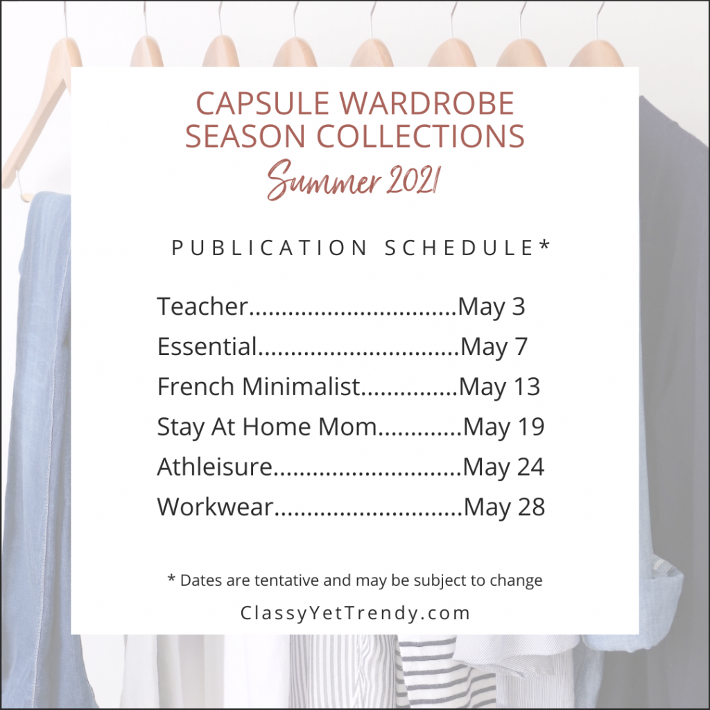 Capsule Wardrobe eBooks Publication Schedule - Summer 2021