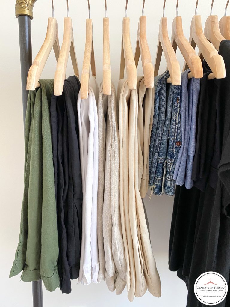 My Summer 2021 Capsule Wardrobe - bottoms clothes rack