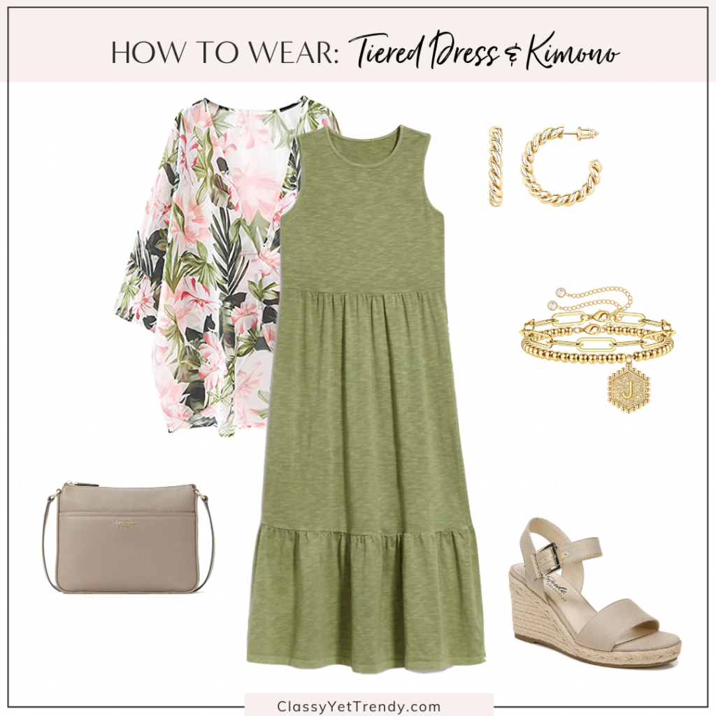 Classy Yet Trendy Outfit Idea Teired Dress and Kimono