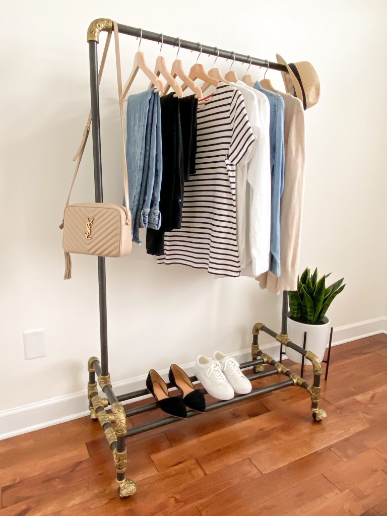 How To Start A Capsule Wardrobe For Beginners 4 Steps - clothes rack side
