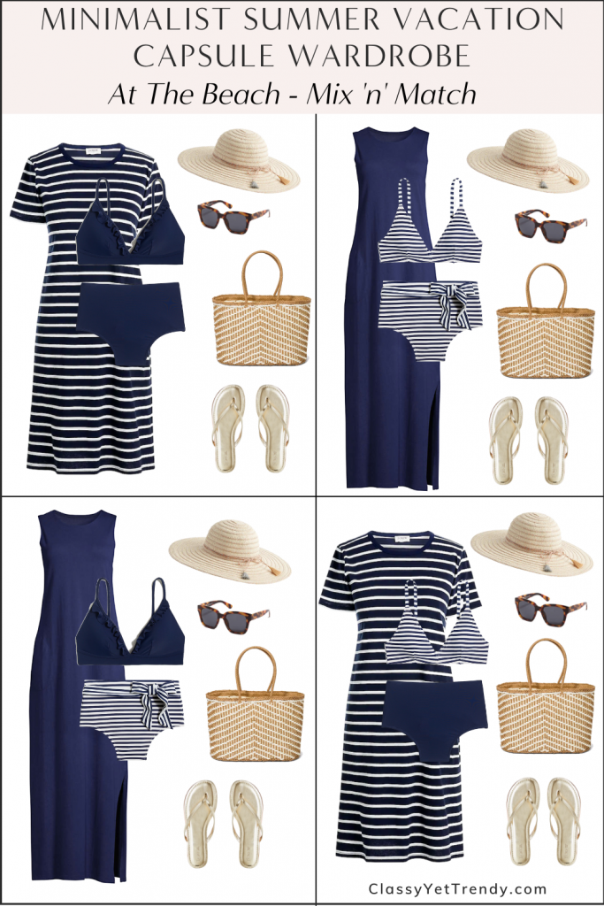 Minimalist Summer Beach Vacation Capsule Wardrobe 2021 - At The Beach Mix and Match