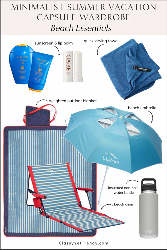 Minimalist Summer Beach Vacation Capsule Wardrobe 2021 - Beach Essentials