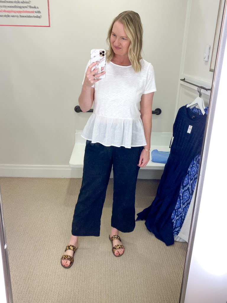 Talbots Try-On Reviews June2021 - white peplum tee