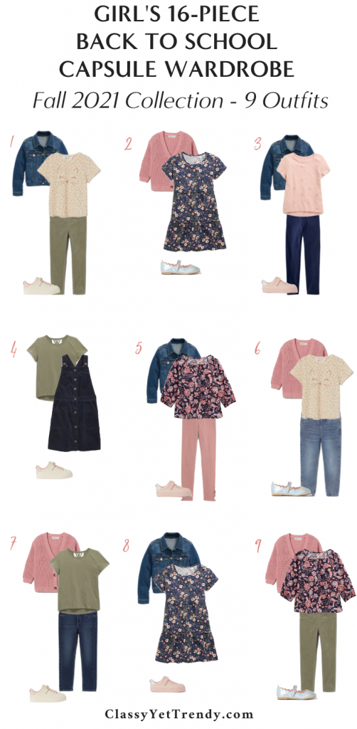 Girls Back To School Capsule Wardrobe Fall 2021 - 9 Outfits