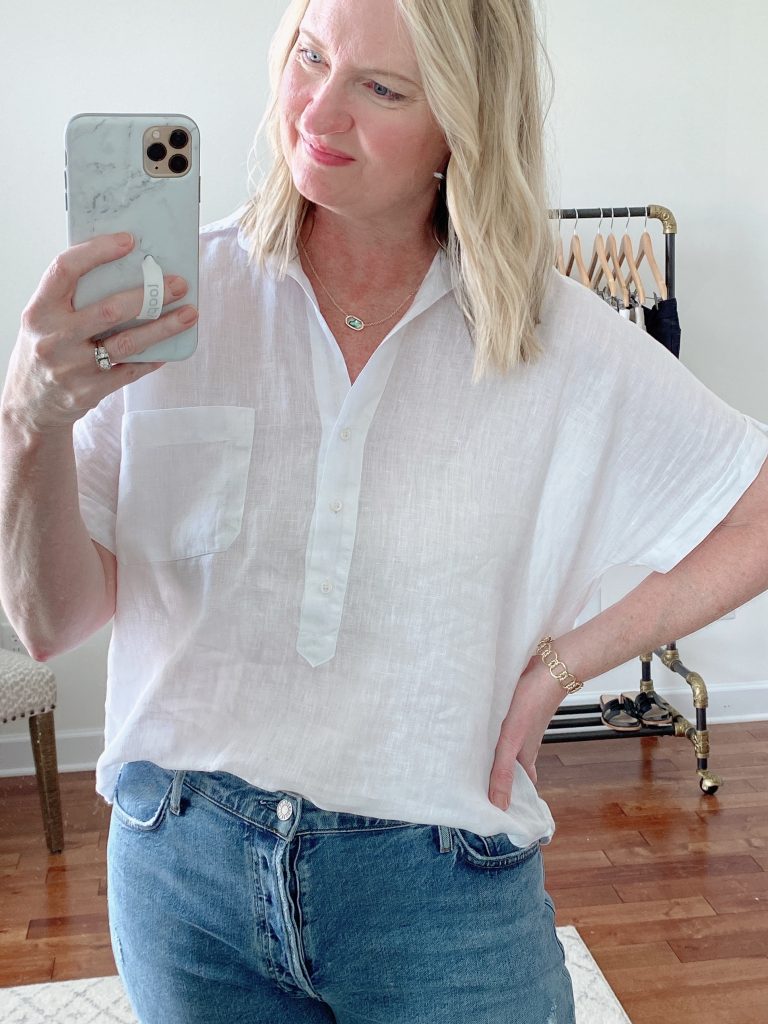 Outfits Diary What I Wore July 26 - Grayson Artist Linen Shirt tucked