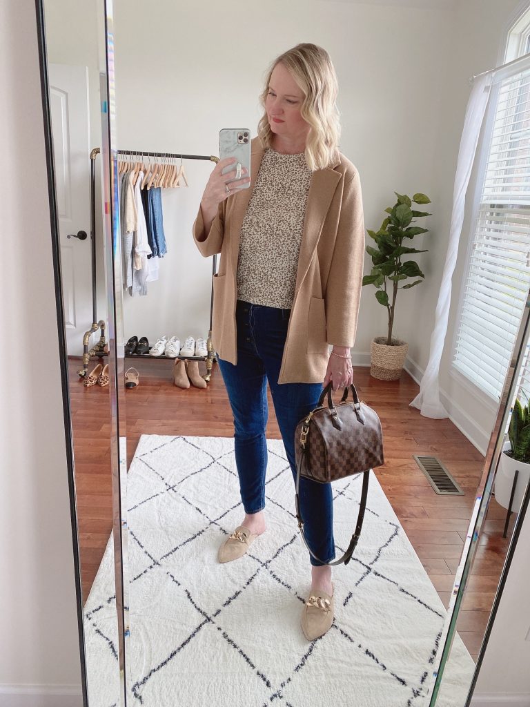 Instagram Lately September 2021 - Leopard Tee Sweater Blazer Jeans Mules