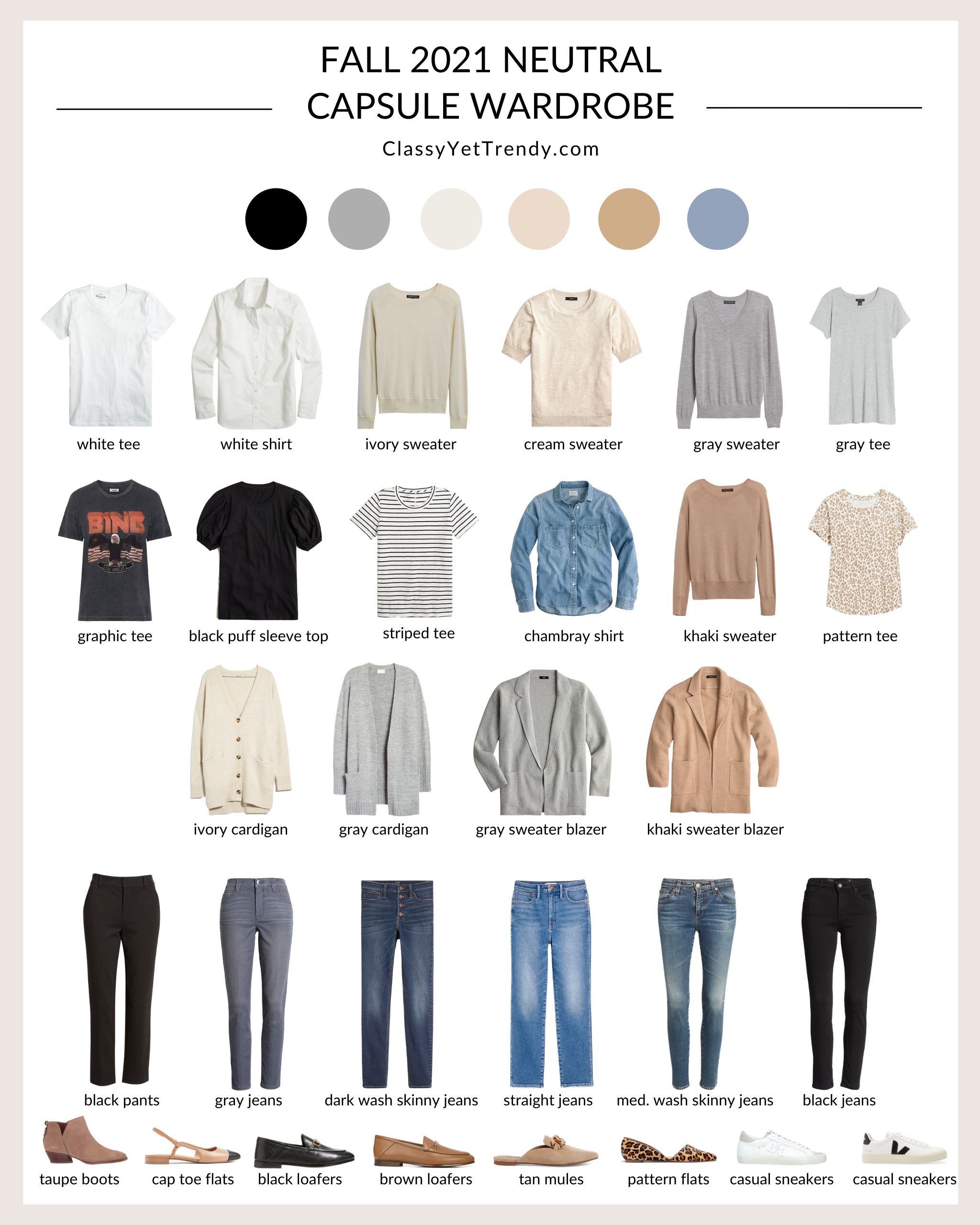 Fall Winter Capsule Wardrobe Checklist - Brunette from Wall Street