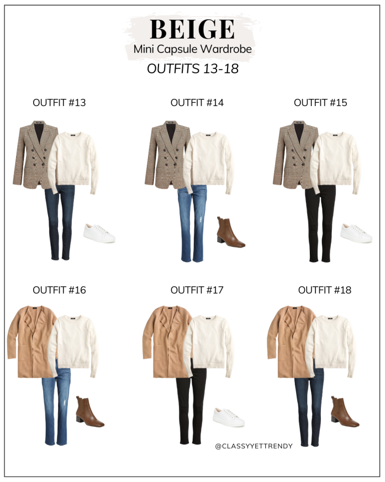 Beige Mini Capsule Wardrobe | 10 Pieces = 18 Outfits - Classy Yet Trendy