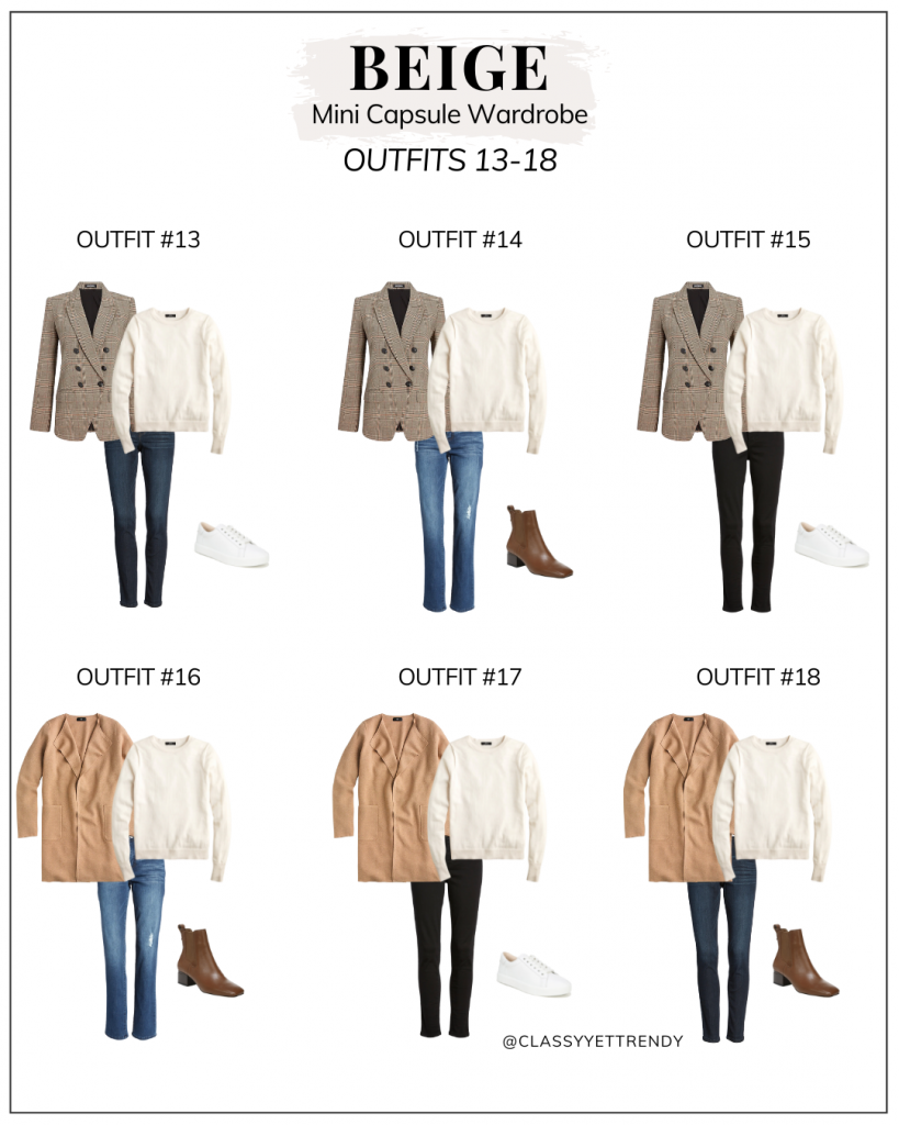 CLASSY YET TRENDY - BEIGE MINI CAPSULE WARDROBE - OUTFITS 13-18