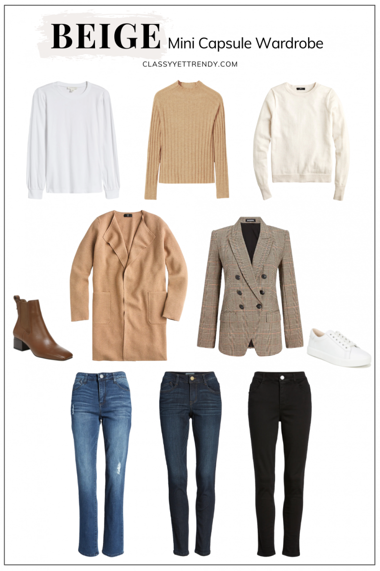 Beige Mini Capsule Wardrobe | 10 Pieces = 18 Outfits