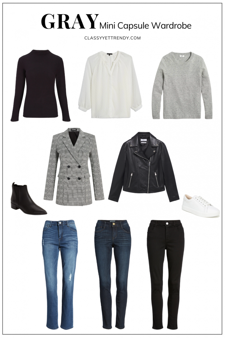 Gray Mini Capsule Wardrobe | 10 Pieces = 18 Outfits