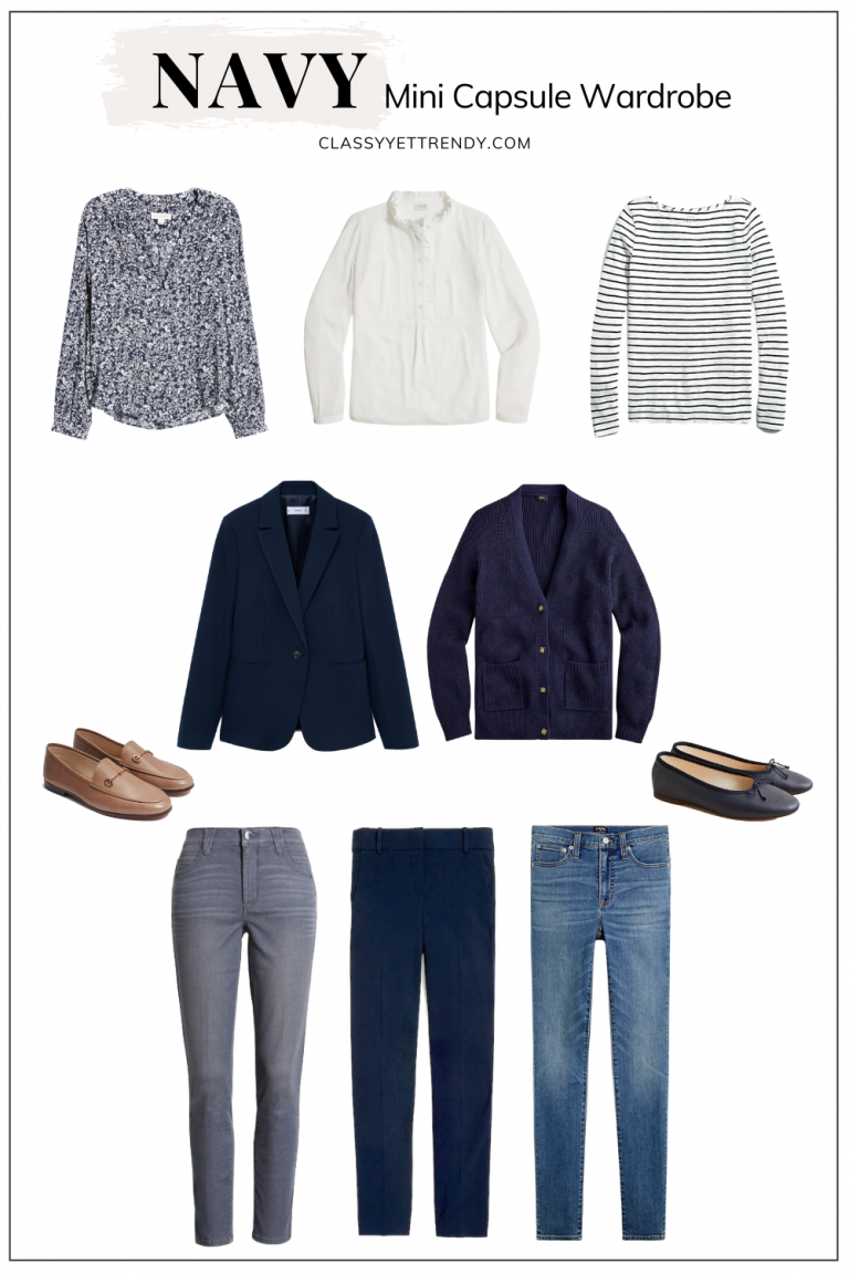 Navy Mini Capsule Wardrobe | 10 Pieces = 18 Outfits