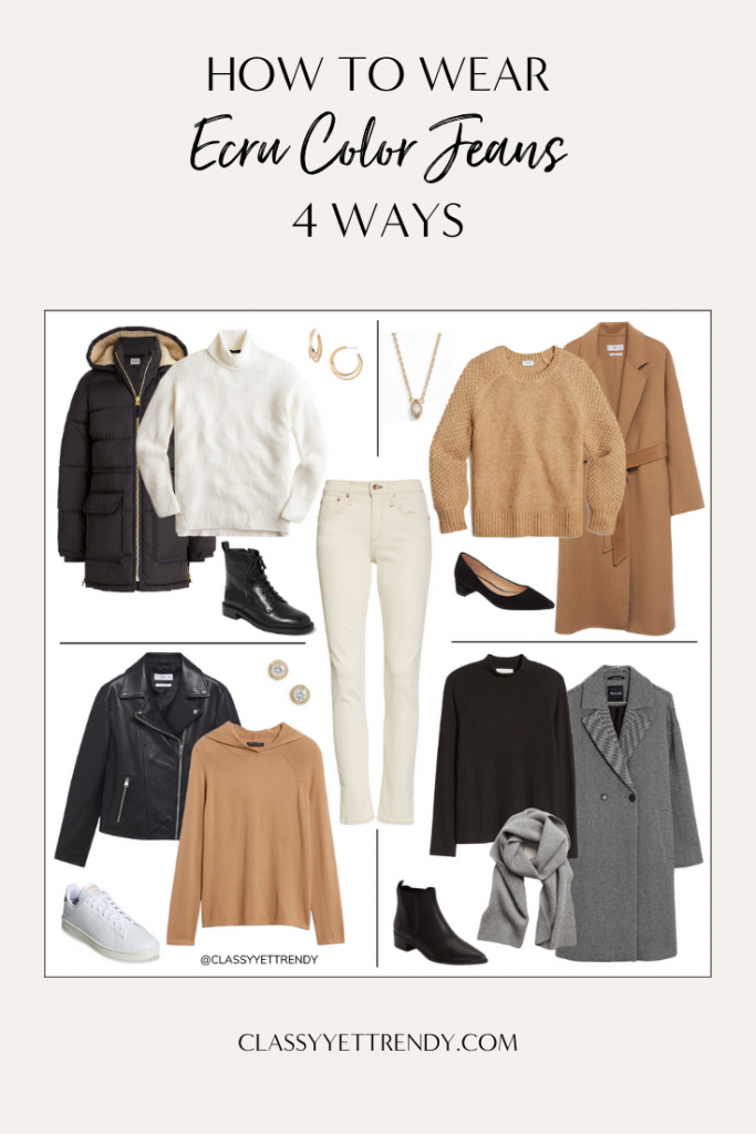 How To Wear Ecru Color Jeans 4 Ways
