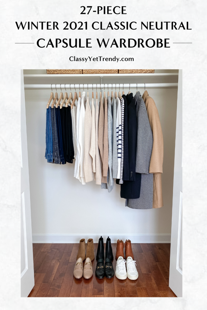 My 27-piece WINTER 2021 Classic Neutral Capsule Wardrobe closet