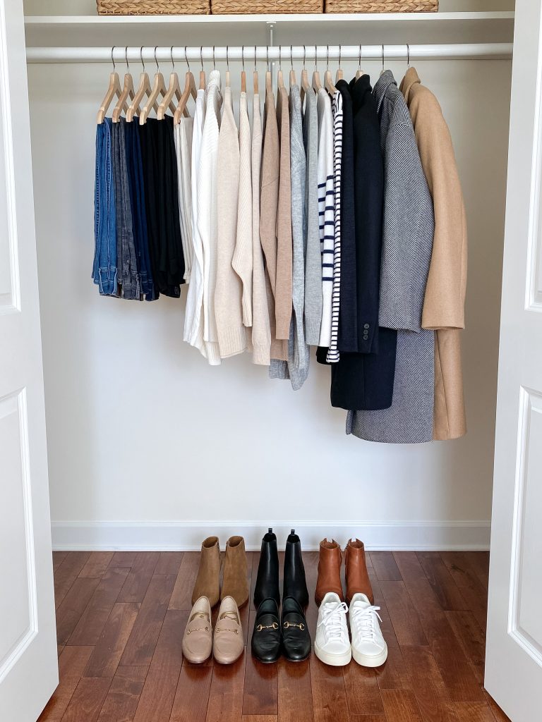 My Winter 2021 Classic Neutral Capsule Wardrobe - closet front