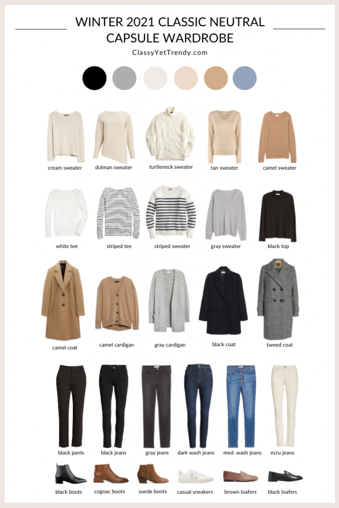 My Winter 2021 Neutral Capsule Wardrobe - Flatlay