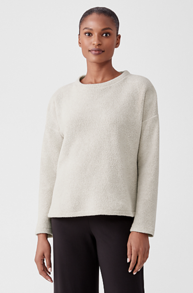 EILEEN FISHER BOUCLE WOOL KNIT BOX TOP
