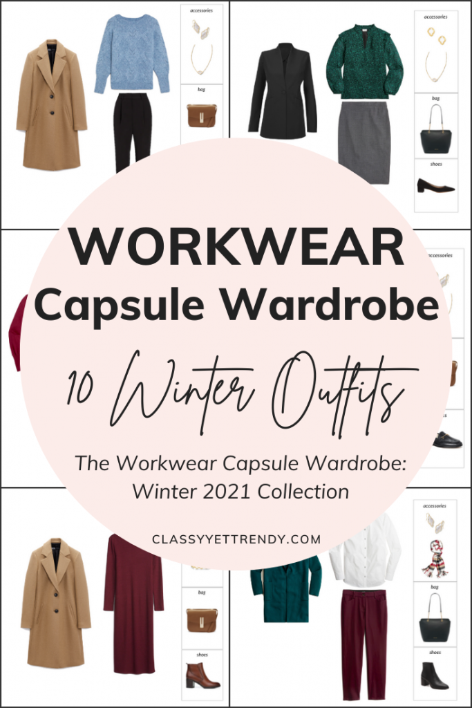 Workwear Capsule Wardrobe Winter 2021 - 10 Outfits Preview Pin