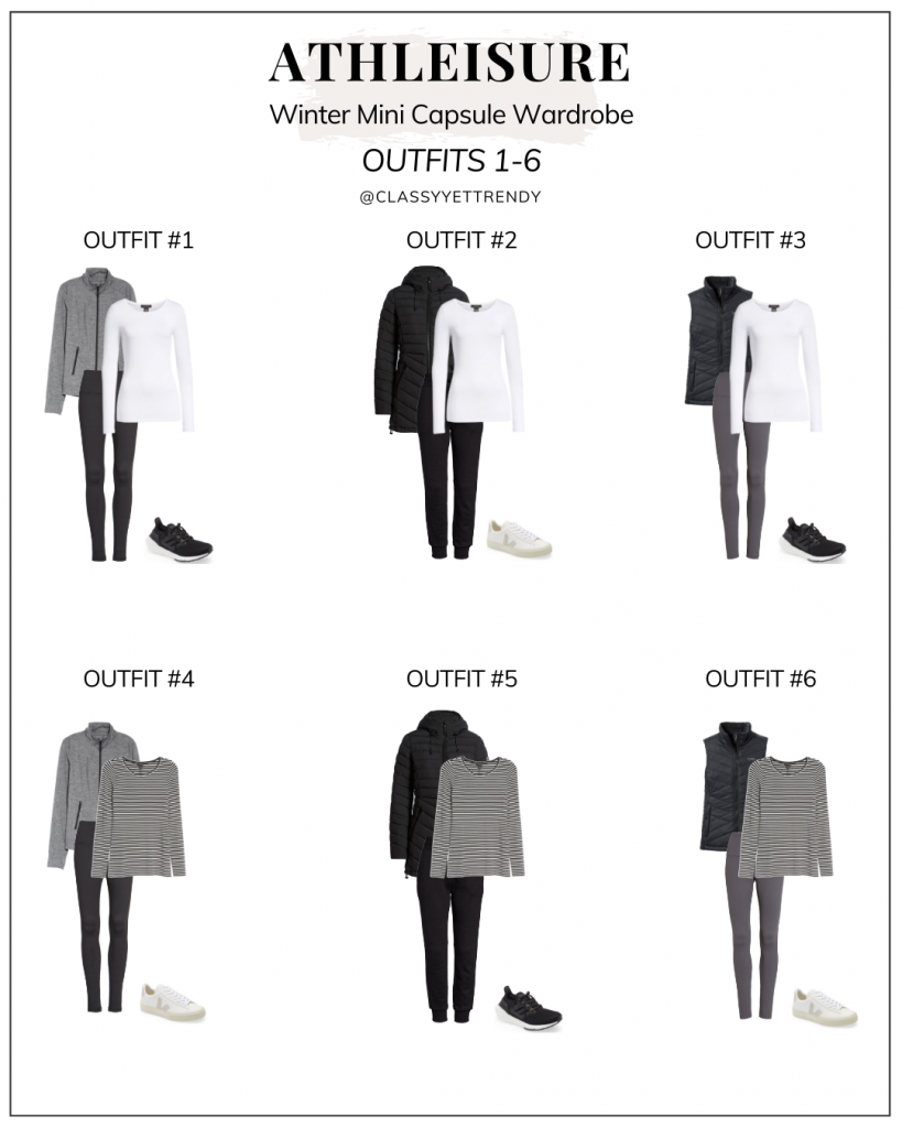 CLASSY YET TRENDY - ATHLEISURE WINTER MINI CAPSULE WARDROBE - OUTFITS 1-6