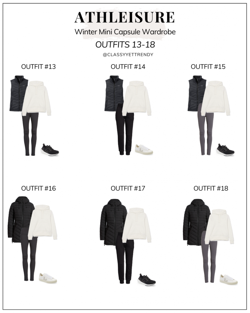 CLASSY YET TRENDY - ATHLEISURE WINTER MINI CAPSULE WARDROBE - OUTFITS 13-18