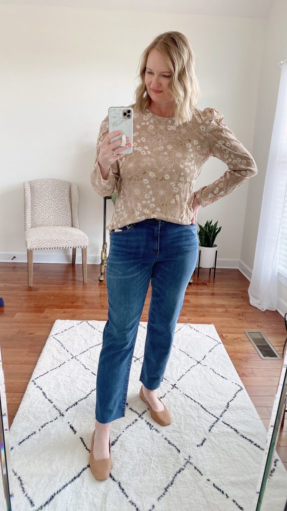 Nordstrom Try-On Session Reviews February 2022 - Gibsonlook top Wit Wisdom Jeans Lucky Brand Flats