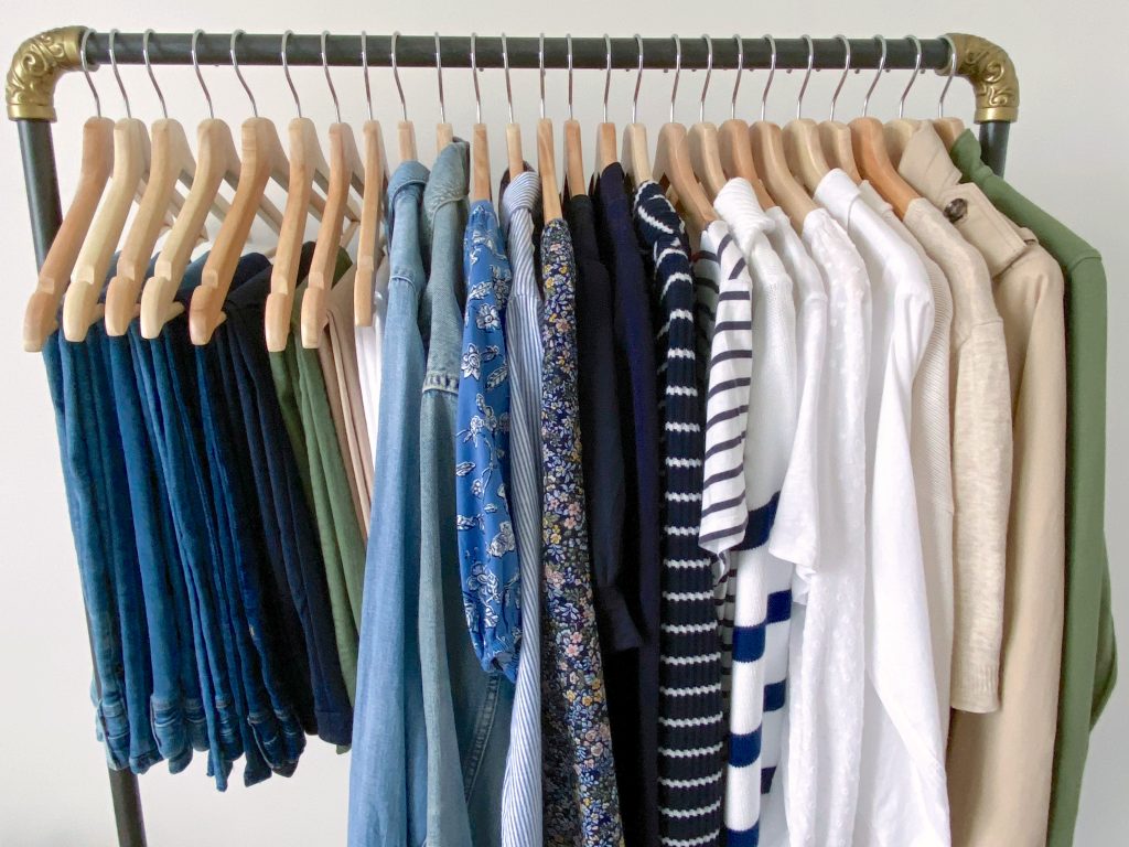 My Spring 2022 Capsule Wardrobe - clothes rack tops layers bottoms