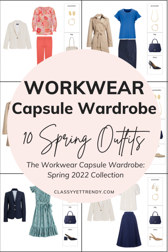 Workwear Capsule Wardrobe Spring 2022 - 10 Outfits Preview Pin