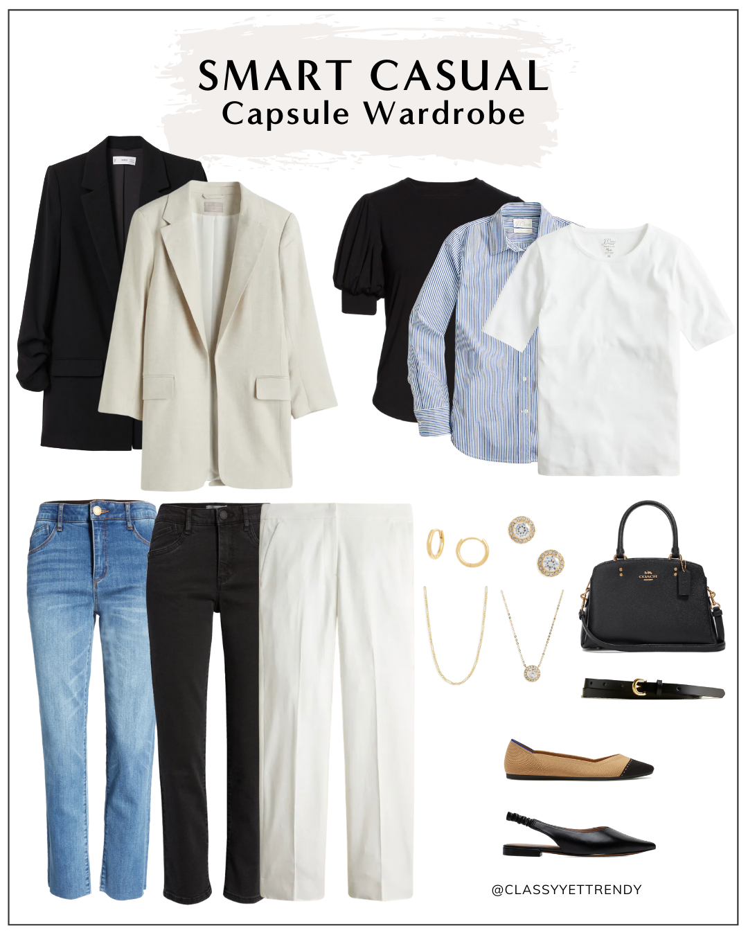 How To Create A Smart-Casual Capsule Wardrobe: 10 Pieces / 9 Outfits ...