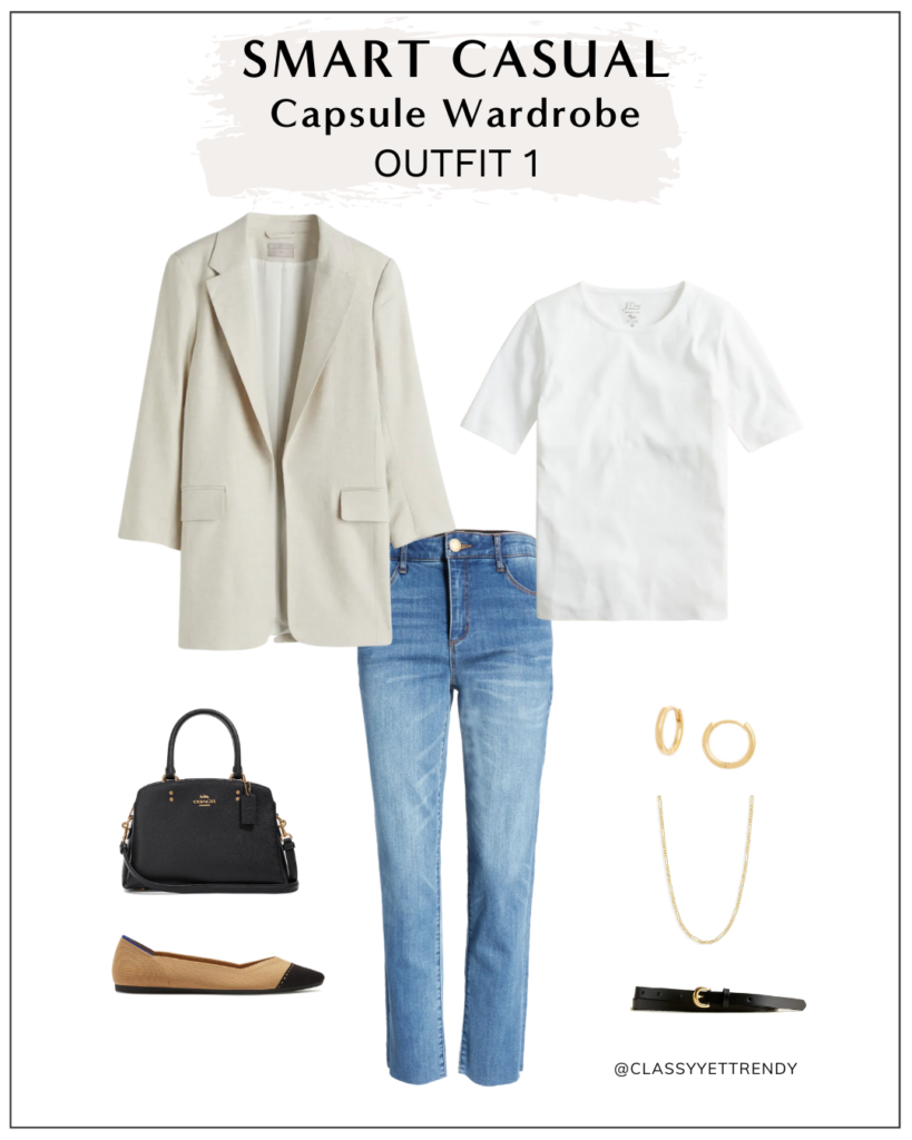 CLASSY YET TRENDY SMART CASUAL CAPSULE WARDROBE APRIL 2022 - OUTFIT 1
