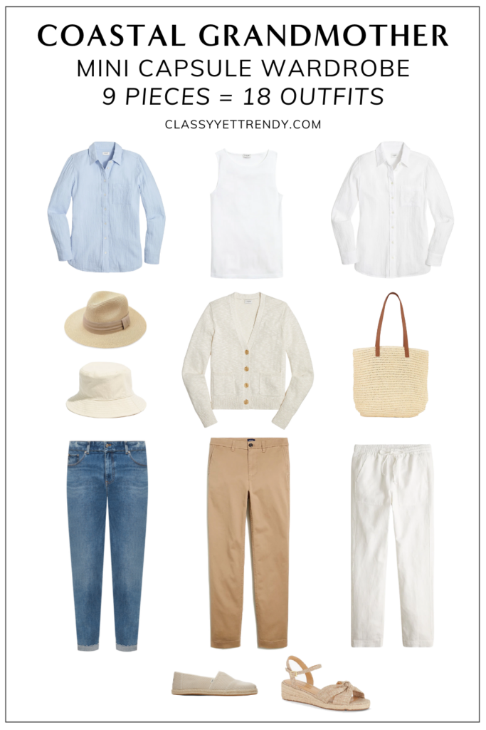 CLASSY YET TRENDY - COASTAL GRANDMOTHER MINI CAPSULE WARDROBE MAY 2022 - FLATLAY