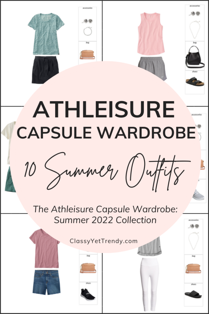 Athleisure Capsule Wardrobe Summer 2022 - 10 Outfits Pin