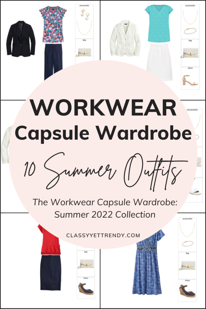 Workwear Capsule Wardrobe Summer 2022 - 10 Outfits Preview Pin