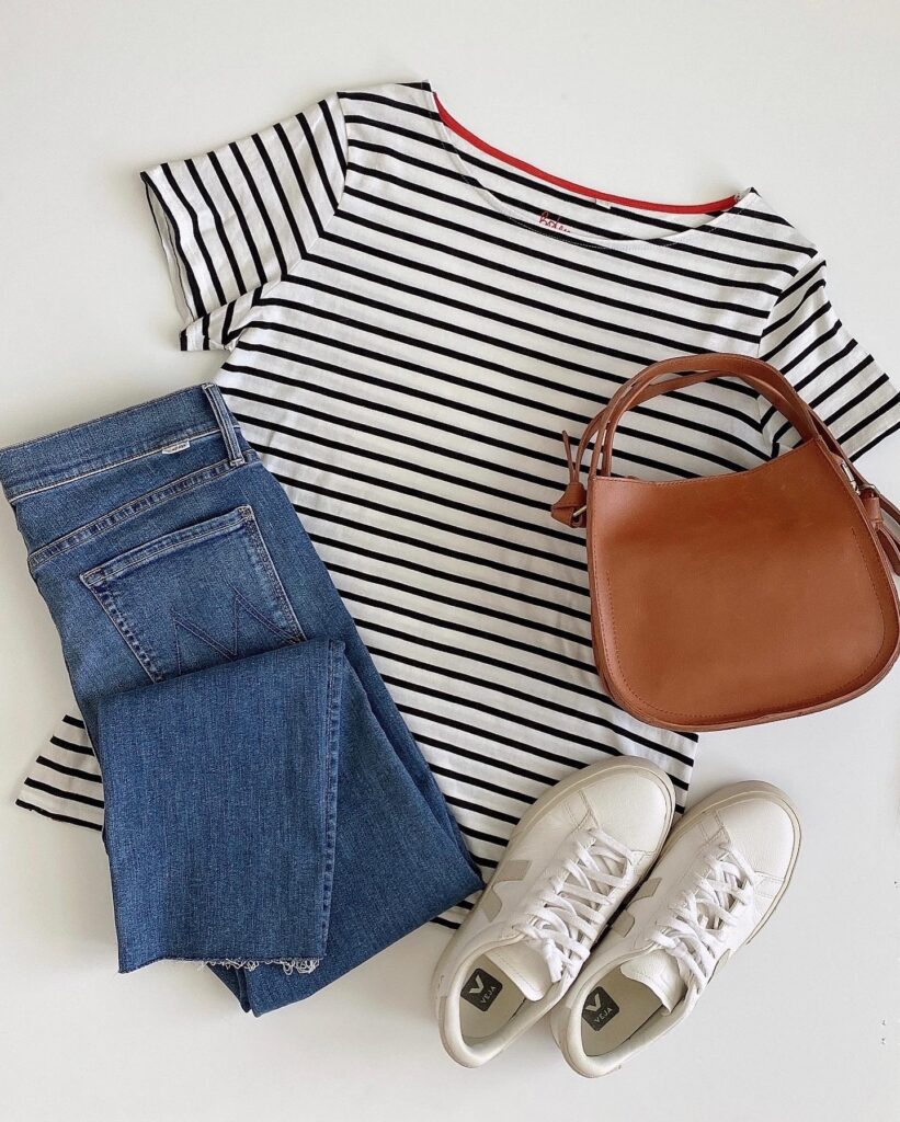 5 WAYS TO WEAR A STRIPED TEE - BLUE JEANS CASUAL SNEAKERS