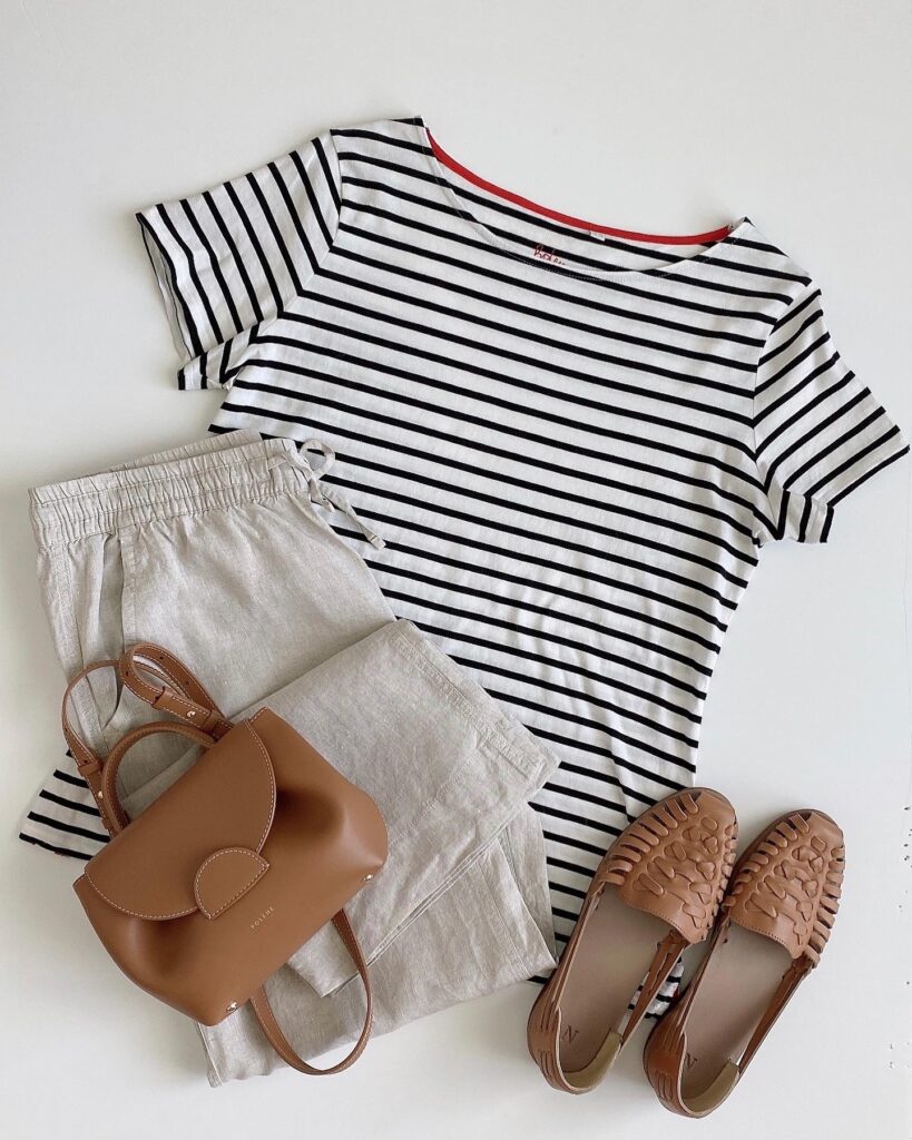 5 WAYS TO WEAR A STRIPED TEE - LINEN PANTS HUARACHE SANDALS