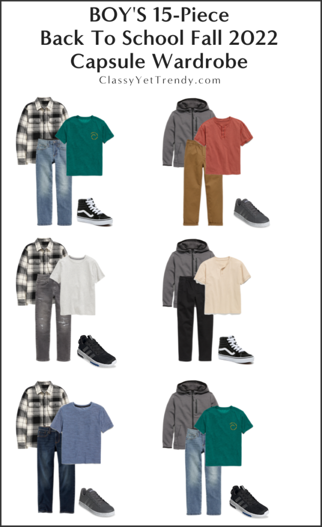 Boys 15-Piece Fall 2022 Back To School Capsule Wardrobe - outfits