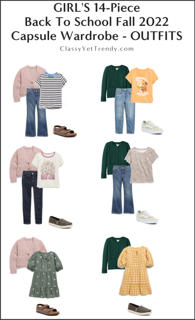 Girls 14-Piece Fall 2022 Back To School Capsule Wardrobe - Outfits