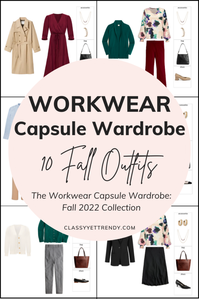 Workwear Capsule Wardrobe Fall 2022 - 10 Outfits Preview Pin