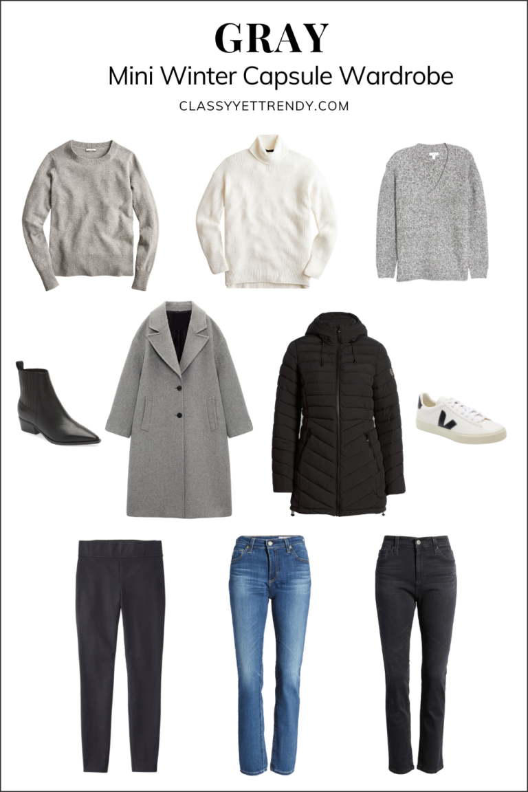 Gray Mini Winter Capsule Wardrobe: 10 Pieces + Outfits