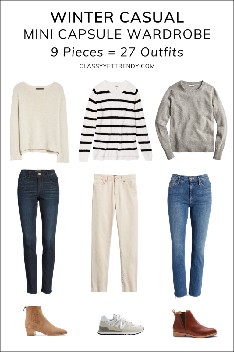 Winter Casual Mini Capsule Wardrobe: 9 Pieces = 27 Outfits