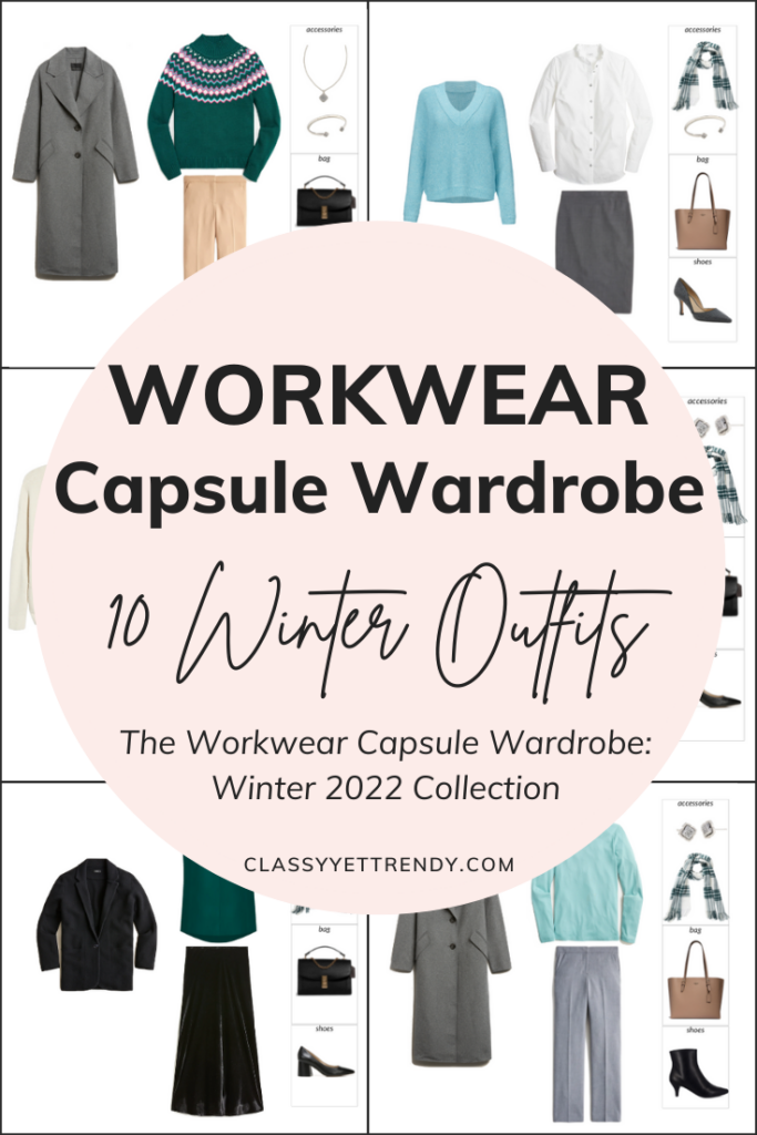 Workwear Capsule Wardrobe Winter 2022 - 10 Outfits Preview Pin