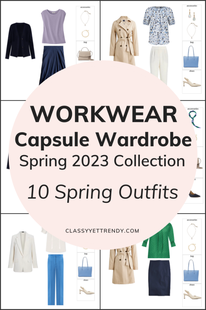 Workwear Capsule Wardrobe SPRING 2023 - 10 Outfits Preview Pin