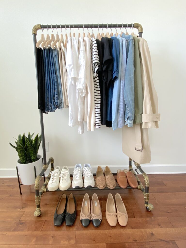 MY SPRING 2023 CAPSULE WARDROBE - CLOTHES RACK FRONT