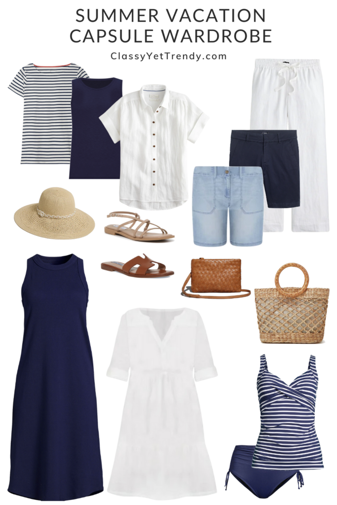 Summer Vacation Capsule Wardrobe | 11 Pieces, 10 Outfits - Classy Yet ...