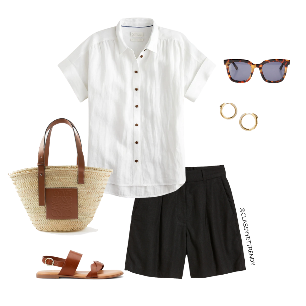 8 WAYS TO WEAR BLACK LINEN SHORTS - OUTFIT 1