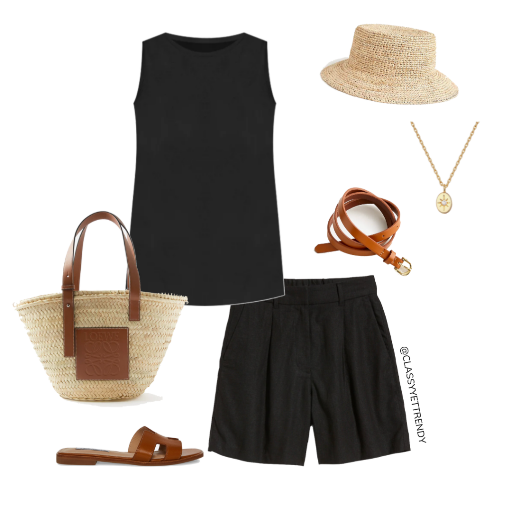 8 WAYS TO WEAR BLACK LINEN SHORTS - OUTFIT 2