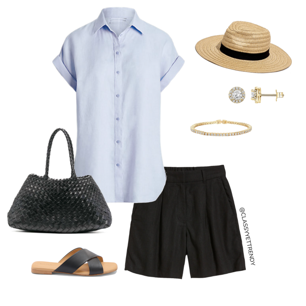 8 WAYS TO WEAR BLACK LINEN SHORTS - OUTFIT 3