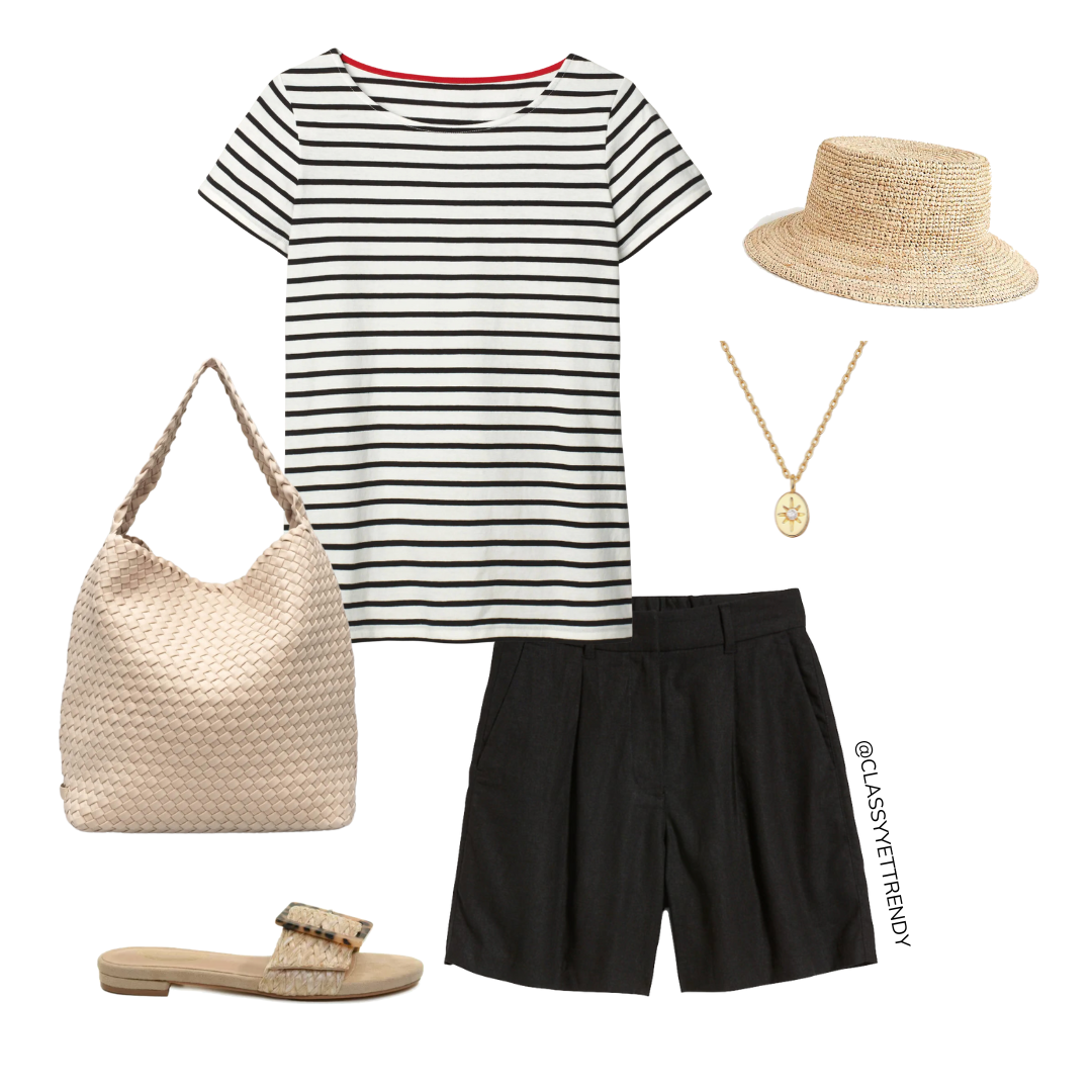 Four Outfits With Black Linen Pants (or Shorts) for Summer