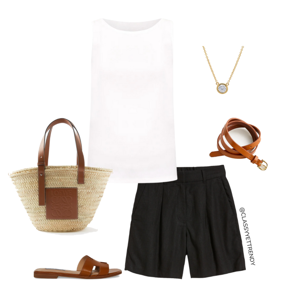 8 WAYS TO WEAR BLACK LINEN SHORTS - OUTFIT 8