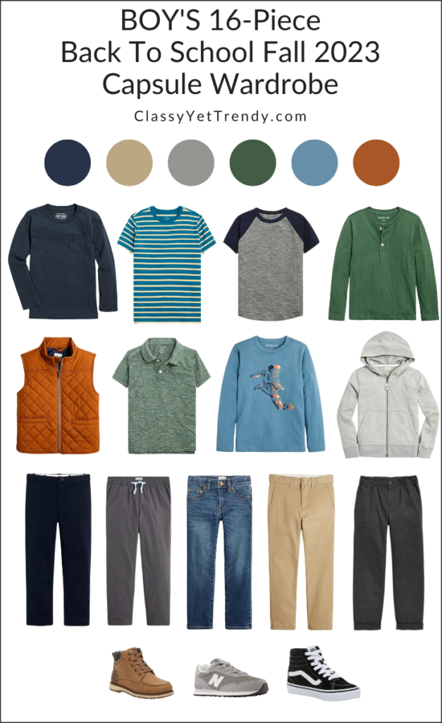 Boy’s Back To School 16-Piece Fall 2023 Capsule Wardrobe - Classy Yet ...