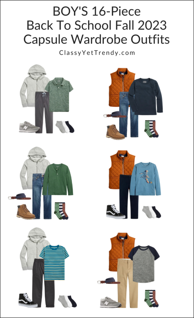 Boys 16-Piece Back To School Capsule Wardrobe - Fall 2023 - Outfits